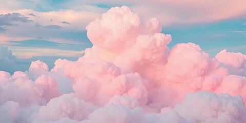 Fluffy pink and blue cotton candy cloudscape, whimsical candy floss landscape,  fun,  deliciousness