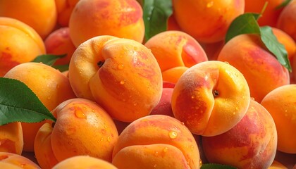Fresh peaches with water droplets