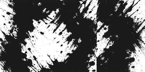 Black and white grunge abstract background with ink splatter and textured design