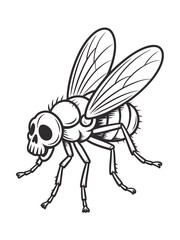 Creepy skull faced fly insect illustration