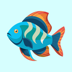 Naklejka premium Illustration of a vibrant and colorful cartoon fish with detailed fins
