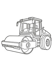 Line drawing of a heavy duty road roller construction vehicle