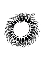 Stylized sun with radiating rays in a circular shape