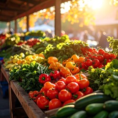 Fresh produce overflowing from market stalls