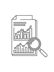 Hand drawn illustration of financial report with magnifying glass