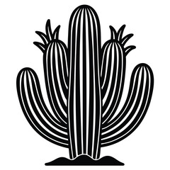 Monoline cactus desert plant vector illustration with minimalist style