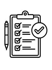 Clipboard with checklist and pen task completion concept