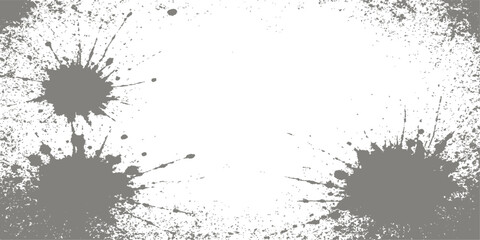 Abstract grunge background with black ink splat and paint splatter design
