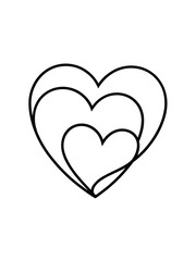Three overlapping hearts in a simple line drawing design