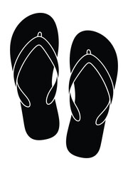 Simple black silhouette of flip flops on a white background