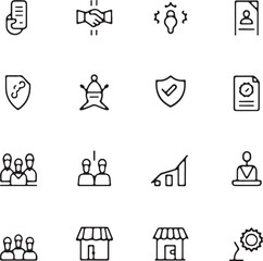 Meeting icons collection. Business meeting and communication sign dig set. Simple flat vector icon.
