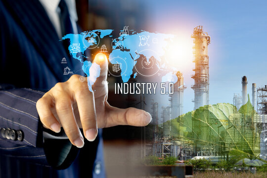Smart Industry For Technology from Digital Factory Showatic Production Process of the Industry 5.0 OR The 5th Industrial Revolution and IoT Software to Control The Operation.