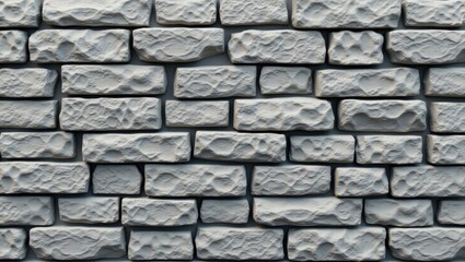 Obraz premium A detailed view of a light gray stone wall, featuring textured bricks in a regular pattern.