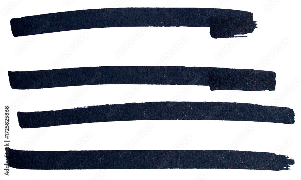 Poster hand drawn black marker brush strokes set, abstract ink lines collection for underline, highlight, t