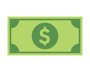 Stylized Dollar Bill Icon – Green Currency Note with Central Dollar Symbol for Financial Graphics High-Quality Vectorial Stock Image