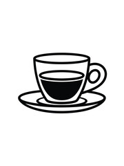 Simple line art illustration of a coffee cup and saucer