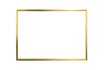 Elegant golden rectangular frame ready for your picture, award, or announcement, with transparent background for endless possibilities