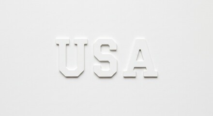 USA Letters White Background - Simple of USA spelled out in white block letters against a clean white background. Symbolizes: patriotism, nation, identity, unity, freedom