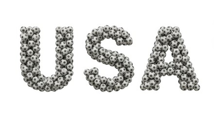 USA Soccer Balls - The letters USA formed from many miniature soccer balls, isolated on white background. Perfect for sports themes