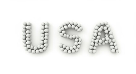 USA Tennis Balls Arrangement - White tennis balls arranged to spell USA. Clean, simple, sporting, patriotic, and symbolic of American athleticism