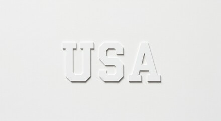USA White Background - Clean of USA lettering, symbolizing patriotism, nation, identity, unity, and freedom. Simple, bold typography on a white backdrop