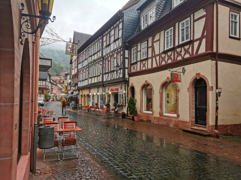 Miltenberg bei Regenwetter am bayerischen Untermain in Unterfranken in Bayern in Deutschland