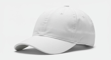 White Baseball Cap Mockup - Clean of a blank white baseball cap, perfect for design presentations or branding projects. High-resolution and versatile