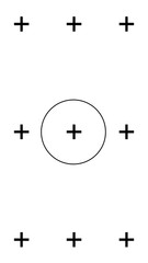 Vertical VFX tracking markers with central circle isolated on transparent