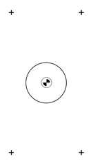 Vertical tracking markers with bullseye circle isolated on transparent