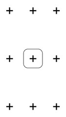 Vertical tracking markers with central square isolated on transparent
