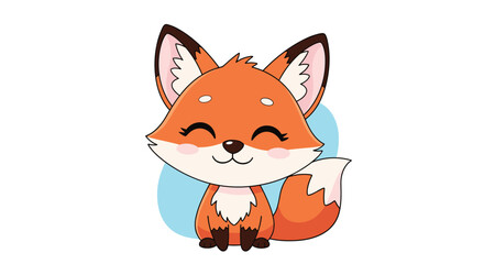 Obraz premium A cute little fox with a fluffy tail is smiling happily.