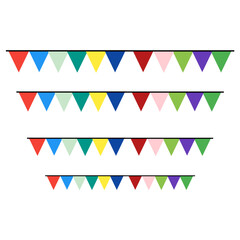 Colorful Triangle Bunting Banners on Transparent Background