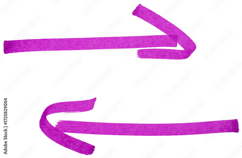 Poster hand drawn pink arrow sketch with marker brush stroke, abstract ink pointer symbol for direction, bu