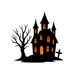 halloween castle vector illustration