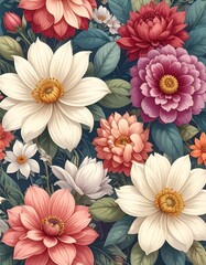 Floral bouquet, detailed illustration