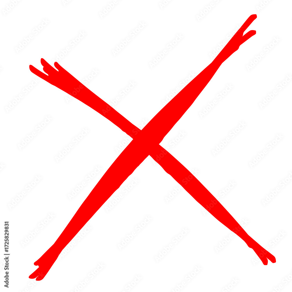Poster red scribble doodle cross x shape cut out design element