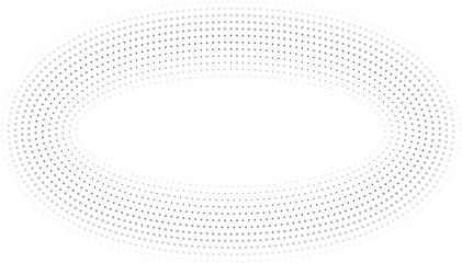 Circular oval frame with twelve concentric dotted lines where inner lines are thinner, outer lines thicker, featuring gradient from center to edge.