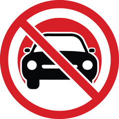 Red and White No Cars Road Sign – Vehicle Prohibited Symbol