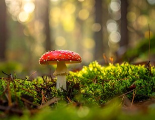 Forest mushroom bathed in sunlight (1)