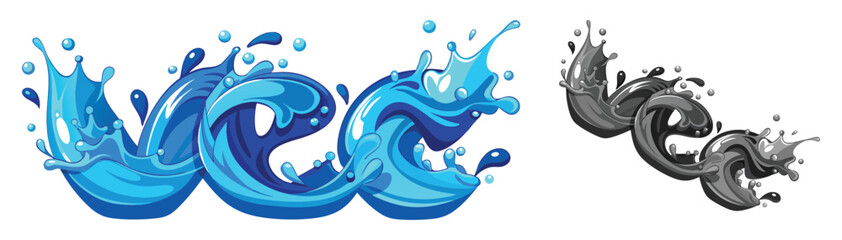 Blue Water and Black Oil Splash Typography WEC letters