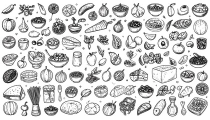 Hand-drawn food illustrations