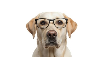 Obraz premium dog wearing glasses, spectacles eyewear, on a solid white background