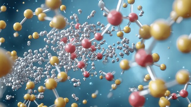 Collision theory animation molecules reacting on impact