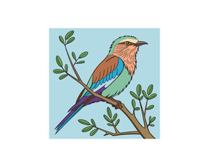 Bird vector Free SVG Download, Minimalist one-line vector illustration of cute bird sleeping on branch 