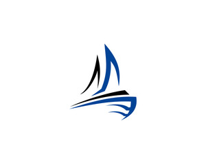 BLUE AND BLACK SAILING SHIP LOGO ICON