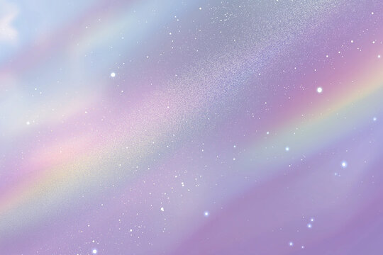 Abstract pastel galaxy with rainbow and glitter, dreamy and magical cosmic background with stars and nebula