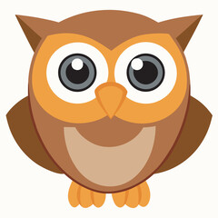 Cartoon owl with big eyes, a cute illustration
