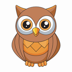Cartoon owl with brown feathers in cute style
