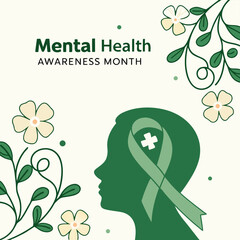 Mental health awareness month design celebrating well being