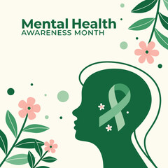 Mental health awareness month support design with abstract elements
